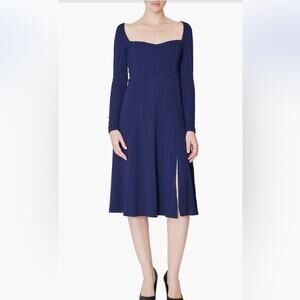Julia Jordan Sweetheart Neck Long Sleeve Knit Dress Navy Blue Textured Size 14
